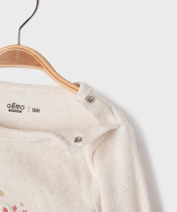 Pyjama 2 pièces en velours à motifs animaux bébé fille vue3 - GEMO 4G BEBE - GEMO