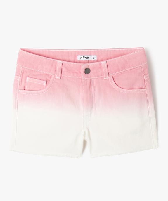 Short en jean teinture spéciale coloris unique dégradé fille vue1 - GEMO 4G FILLE - GEMO