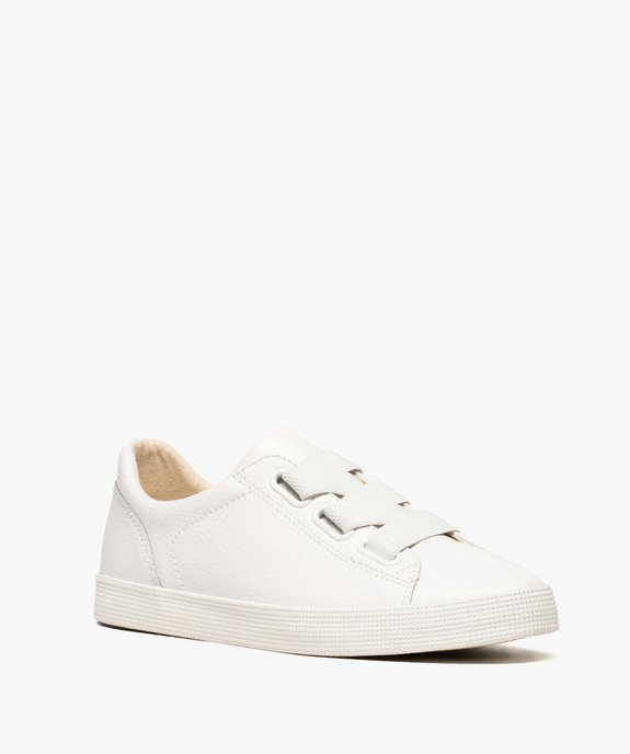 Baskets femme unies dessus cuir et lacets élastiques vue2 - GEMO (SPORTSWR) - GEMO