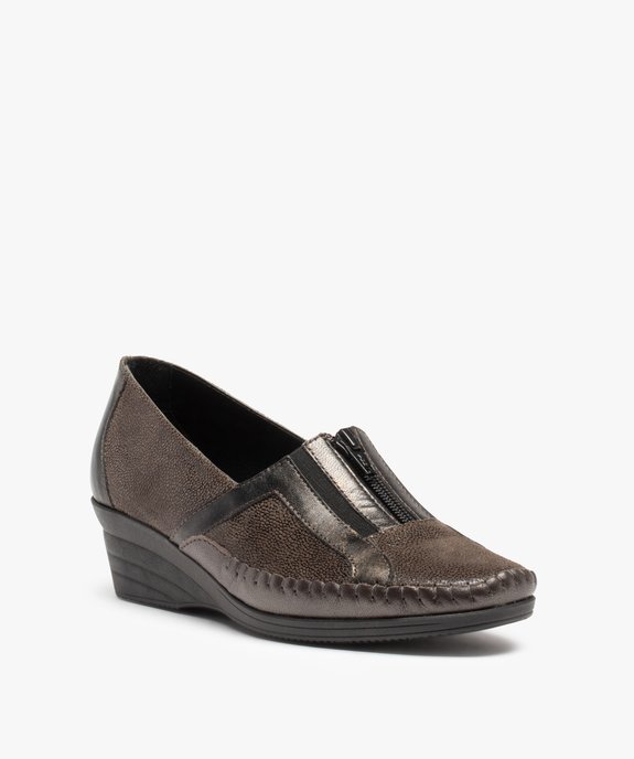 Mocassins confort femme en cuir fermeture zippée vue2 - GEMO (CONFORT) - GEMO