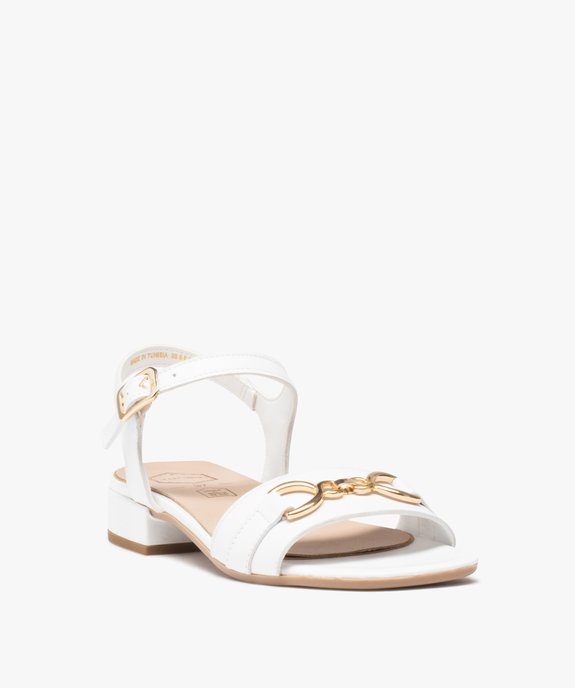 Nu-pieds femme unis à talon plat et bride à chaîne  vue2 - TANEO - GEMO