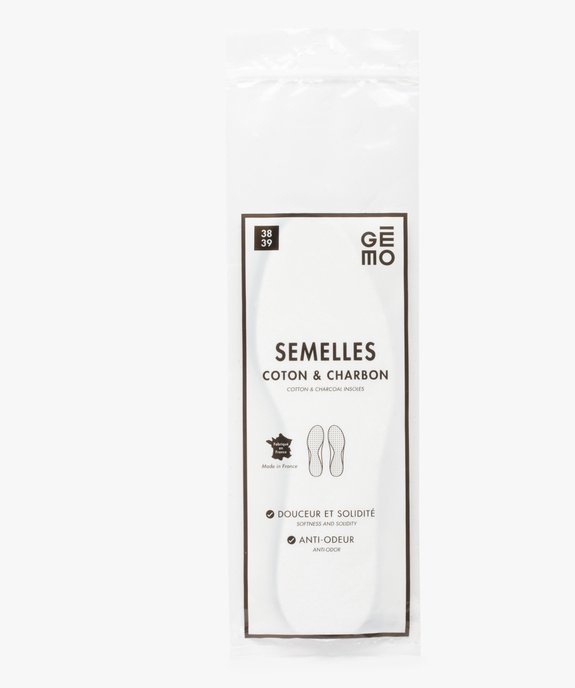 Semelles adultes coton et charbon- Taille du 34/35 au 44/45 vue2 - GEMO(ENTRETIEN) - GEMO