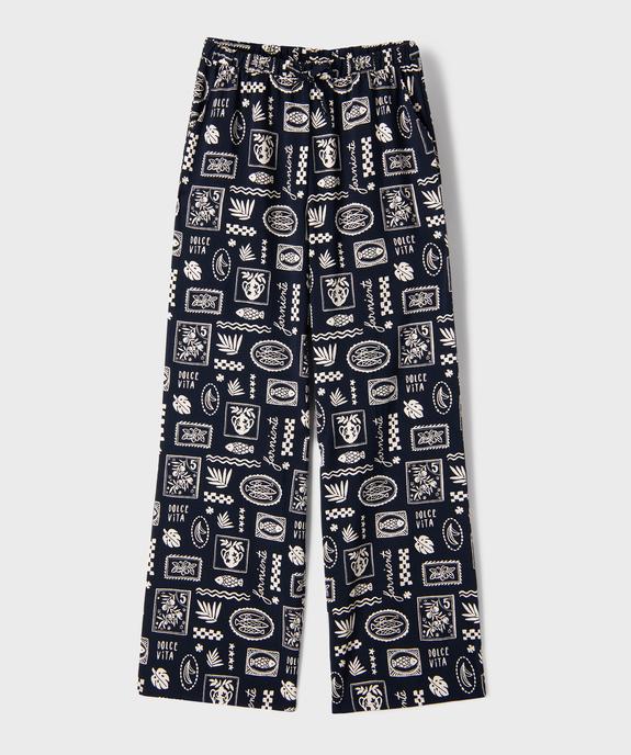 Pantalon large et fluide imprimé fille vue1 - GEMO (JUNIOR) - GEMO