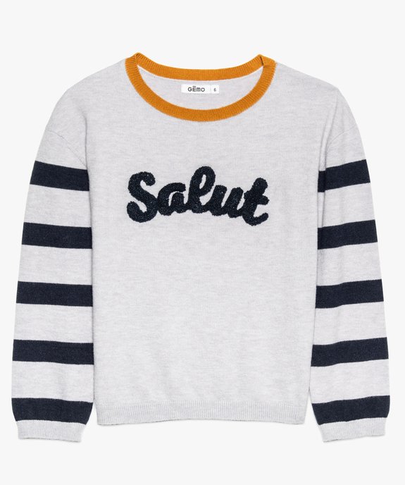 Pull fille avec broderie bouclette sur l'avant vue1 - GEMO (ENFANT) - GEMO