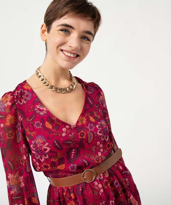 Robe femme à manches longues avec motifs fleuris vue2 - GEMO(FEMME PAP) - GEMO