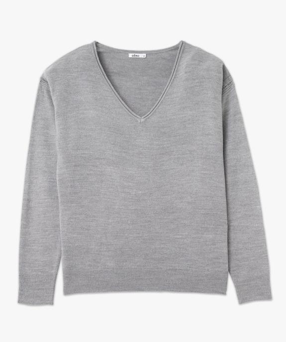 Pull à col V finitions roulottées femme vue4 - GEMO(FEMME PAP) - GEMO