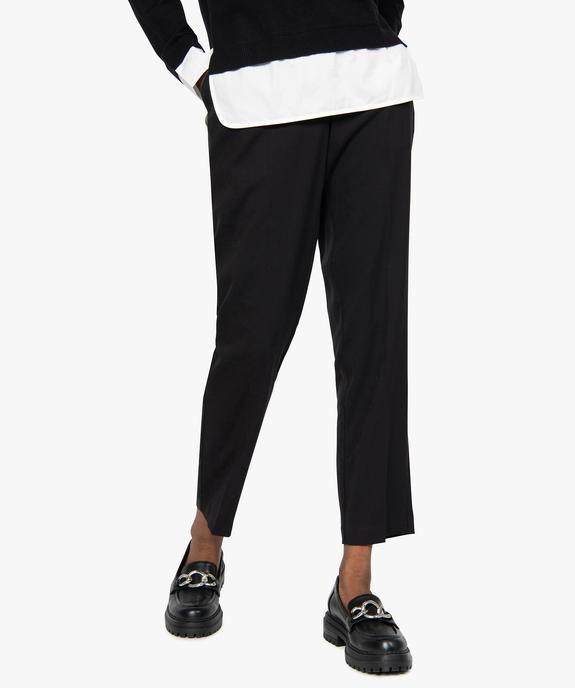 Pantalon femme aspect lainage avec taille élastiquée vue1 - GEMO(FEMME PAP) - GEMO