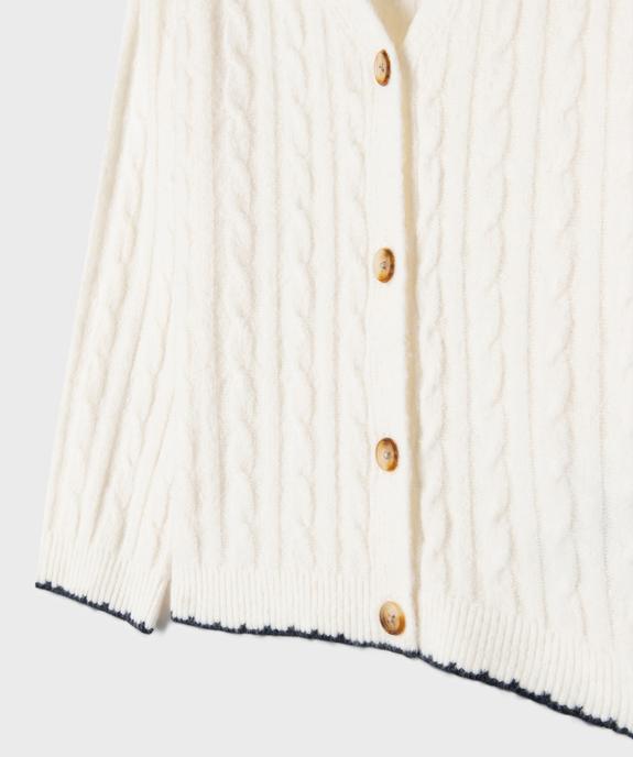 Gilet à col V en maille torsadée fille vue2 - GEMO (ENFANT) - GEMO