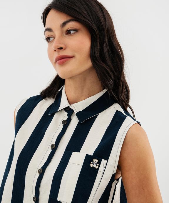 Chemise sans manches à rayures femme - LuluCastagnette vue5 - LULUCASTAGNETTE - GEMO