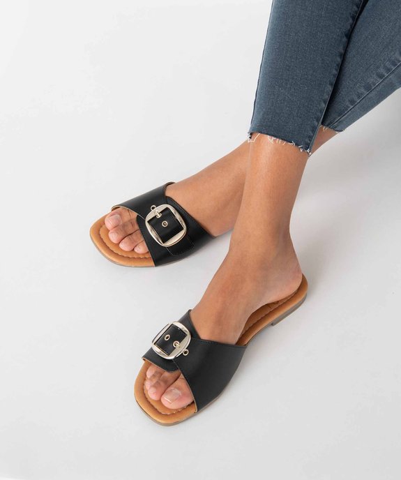 Mules femme à talon plat et bride à boucle ajustable vue1 - GEMO (CASUAL) - GEMO