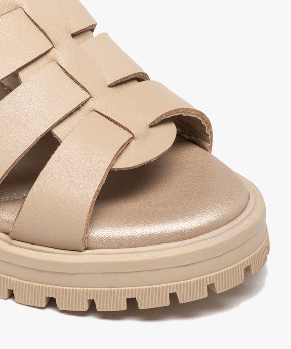 Sandales femme à talon style rock dessus cuir uni vue6 - GEMO(URBAIN) - GEMO