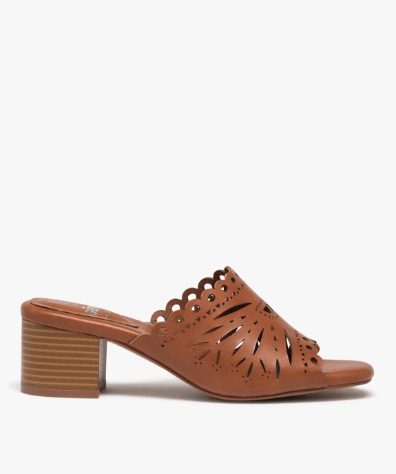 Mules femme à talon dessus large bride ajourée vue2 - GEMO(URBAIN) - GEMO
