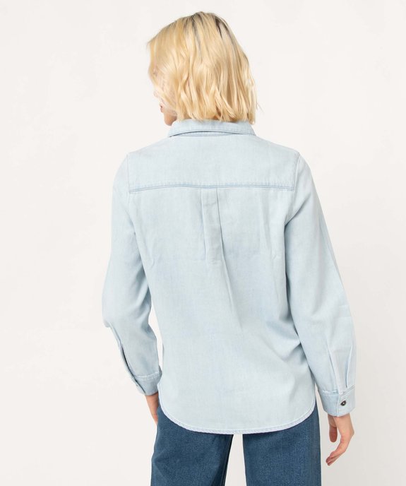 Chemise femme en jean délavé avec poches poitrine vue3 - GEMO 4G FEMME - GEMO