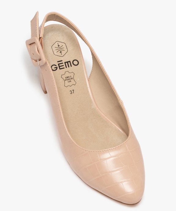 Escarpins femme unis à talon ouvert et bout amande vue5 - GEMO(URBAIN) - GEMO