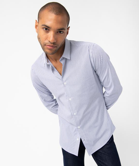 Chemise homme rayée à manches longues coupe Slim vue1 - GEMO (HOMME) - GEMO