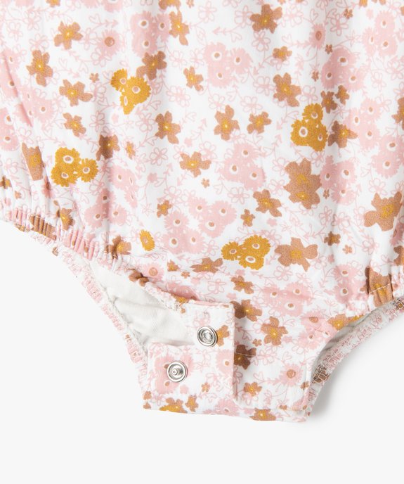 Combishort bébé sans manches imprimé fleuri et smocks - LuluCastagnette vue2 - LULUCASTAGNETTE - GEMO