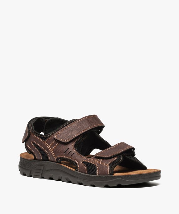 Sandales homme fermeture trois brides à scratch vue2 - GEMO (CASUAL) - GEMO