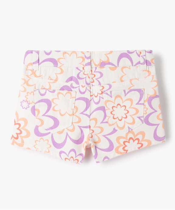Short fille en toile denim à motifs fleuris vue4 - GEMO 4G FILLE - GEMO