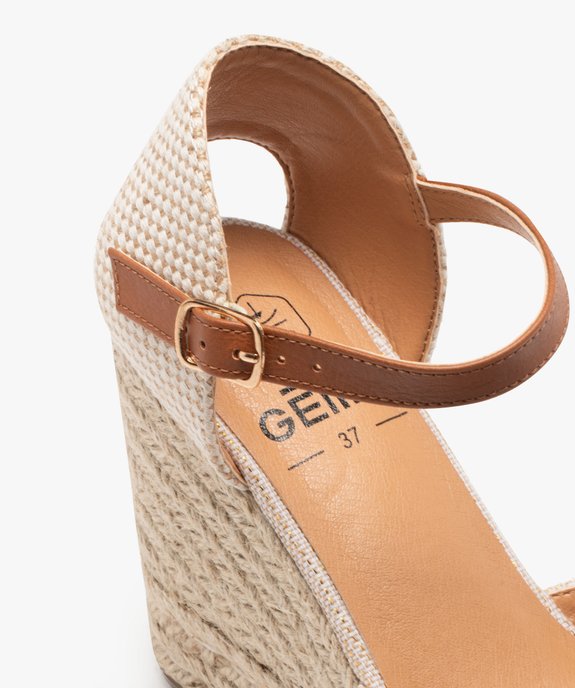 Sandales femme compensées dessus en toile unie vue6 - GEMO(URBAIN) - GEMO