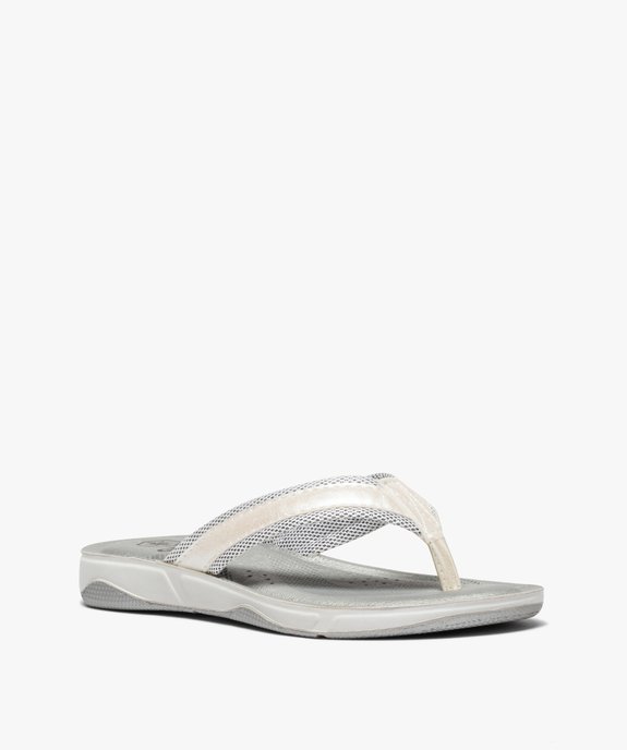Tongs femme à semelle rembourrée et détails métallisés vue2 - GEMO (PLAGE) - GEMO
