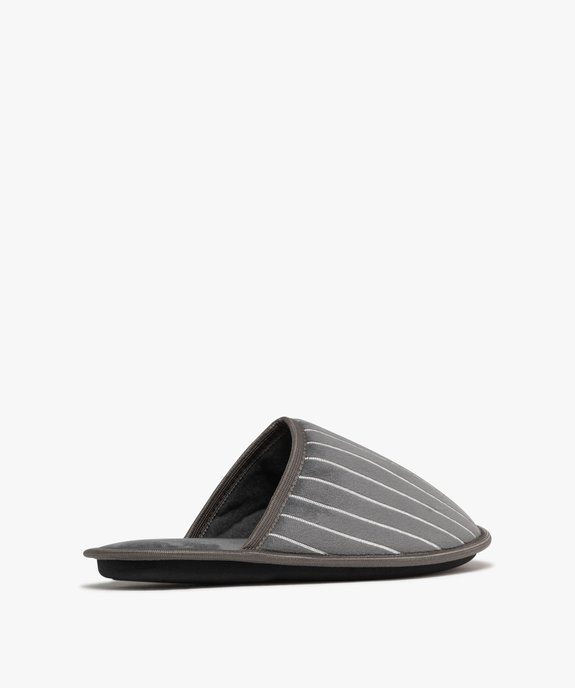 Chaussons homme mules d'intérieur en velours rayé vue4 - GEMO(HOMWR HOM) - GEMO