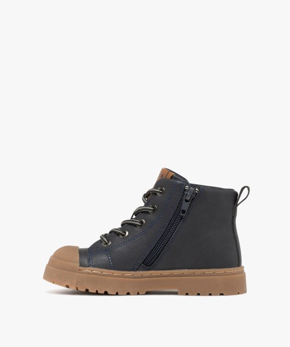 Boots garçon à semelle épaisse avec zip et à lacets vue4 - BUGGY - GEMO