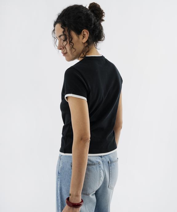 Tee-shirt manches courtes et col rond boutonné femme vue3 - GEMO 4G FEMME - GEMO