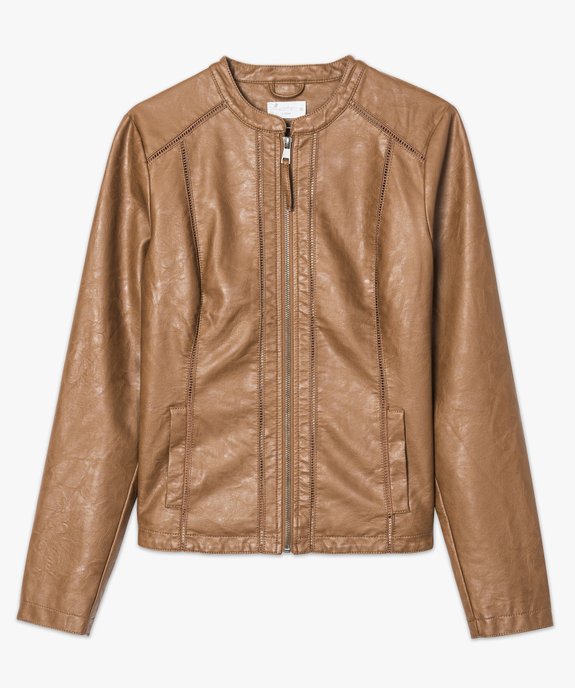Veste femme imitation cuir avec finitions ajourées vue4 - GEMO(FEMME PAP) - GEMO