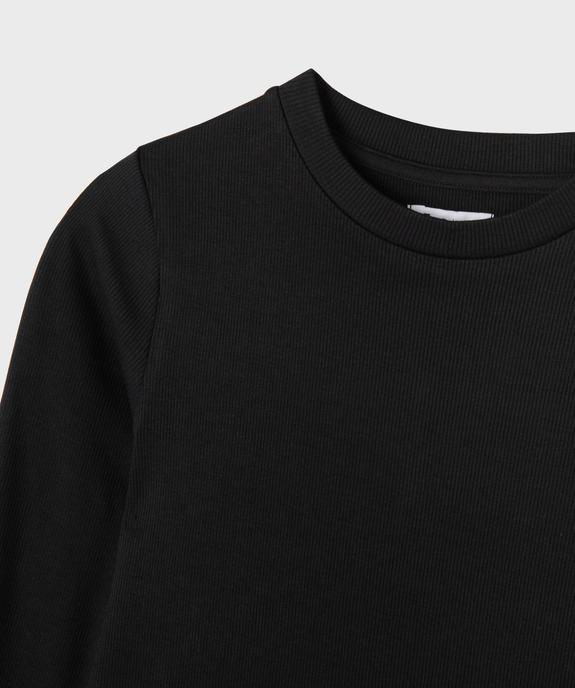 Tee-shirt manches longues uni en maille côtelée fille vue2 - GEMO 4G FILLE - GEMO