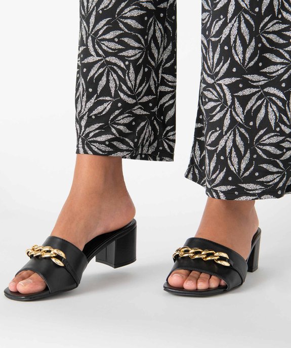 Mules femme à talon carré et chaine métallique vue1 - GEMO(URBAIN) - GEMO