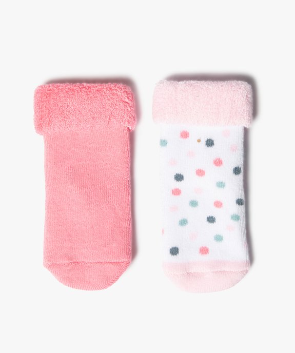 Chaussettes bébé en maille bouclette à pois (lot de 2)  vue1 - GEMO 4G BEBE - GEMO