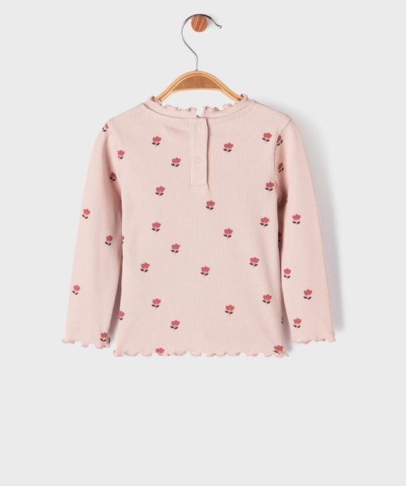 Tee-shirt manches longues à motif brodé et finitions froncées bébé fille vue4 - GEMO 4G BEBE - GEMO