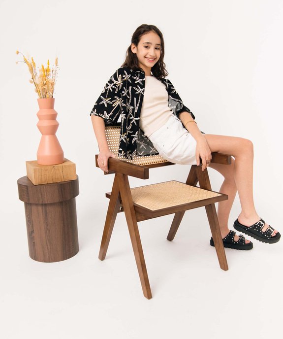 Chemise fille à manches courtes avec motifs palmiers vue5 - GEMO (JUNIOR) - GEMO
