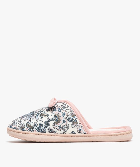 Chaussons mules en toile à motifs fleuris femme vue3 - GEMO 4G FEMME - GEMO