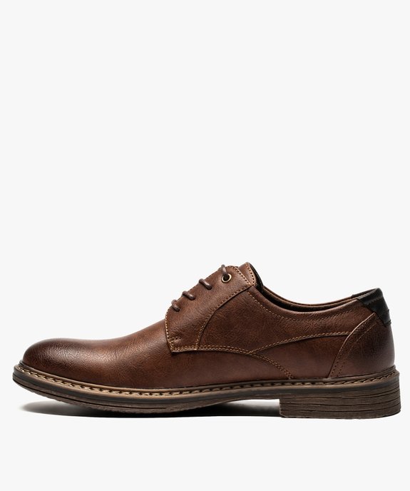Derbies homme avec un œillet métallique et surpiqûres vue3 - GEMO (CASUAL) - GEMO