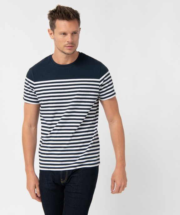 Tee-shirt homme rayé à manches courtes vue1 - GEMO (HOMME) - GEMO