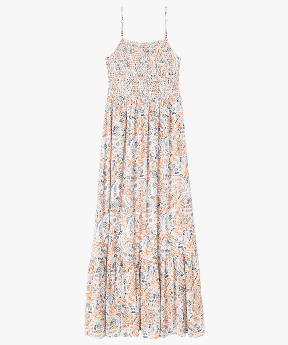 Robe longue et ample à bretelles en viscose imprimée femme vue4 - GEMO 4G FEMME - GEMO