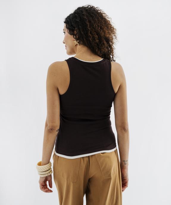 Débardeur en coton avec finitions contrastantes femme vue3 - GEMO 4G FEMME - GEMO