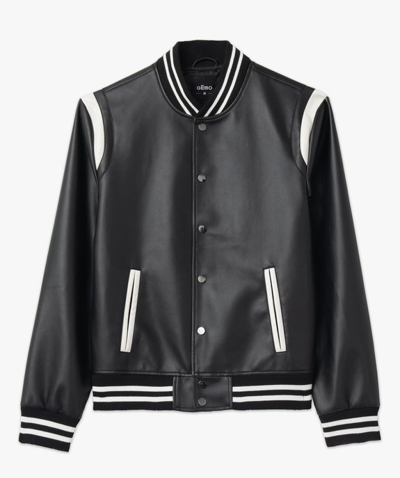 Blouson style universitaire en cuir imitation homme vue4 - GEMO (HOMME) - GEMO