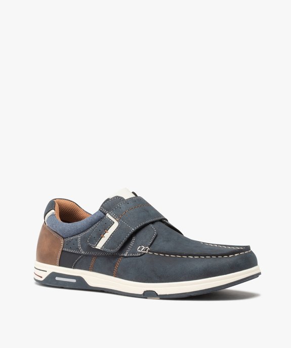 Chaussures bateau homme confort à fermeture scratch vue2 - GEMO(URBAIN) - GEMO