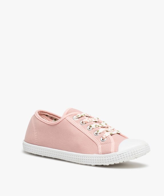 Baskets femme en toile unie avec lacets fleuris vue2 - GEMO (SPORTSWR) - GEMO