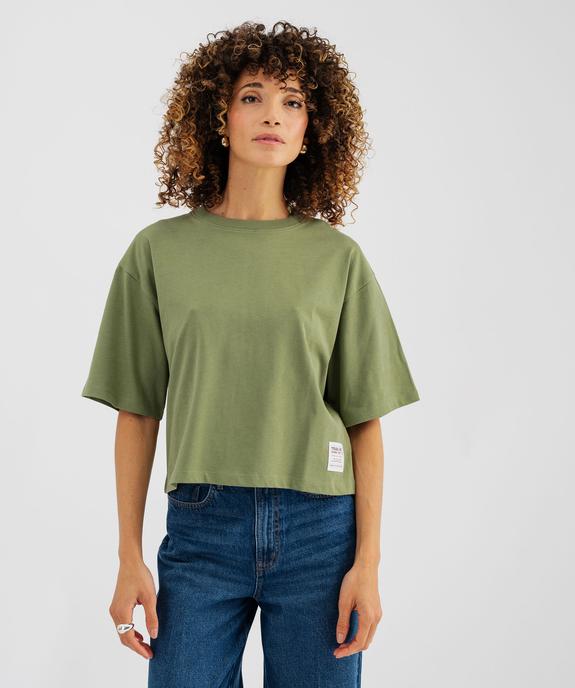 Tee-shirt manches courtes en jersey de coton coupe boxy loose femme vue1 - GEMO(FEMME PAP) - GEMO