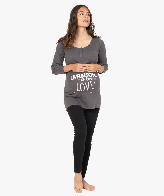 Pyjama de grossesse taille haute et manches longues vue1 - GEMO (MATER) - GEMO