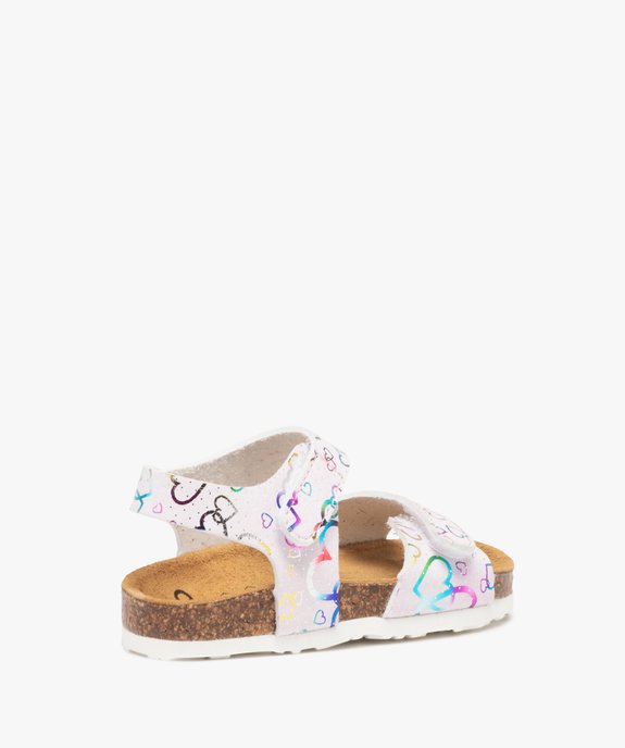 Sandales bébé fille à semelle liège et brides scratch imprimées vue4 - GEMO(BEBE DEBT) - GEMO