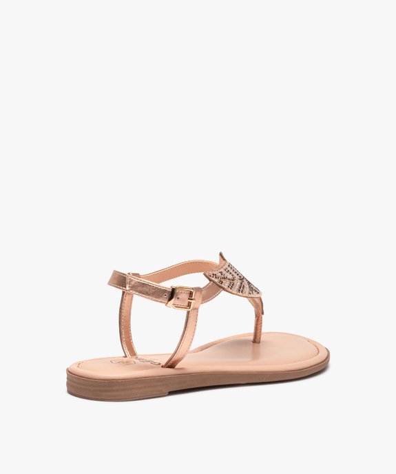 Sandales femme à talon plat et bride entre-doigts à strass vue4 - GEMO (CASUAL) - GEMO