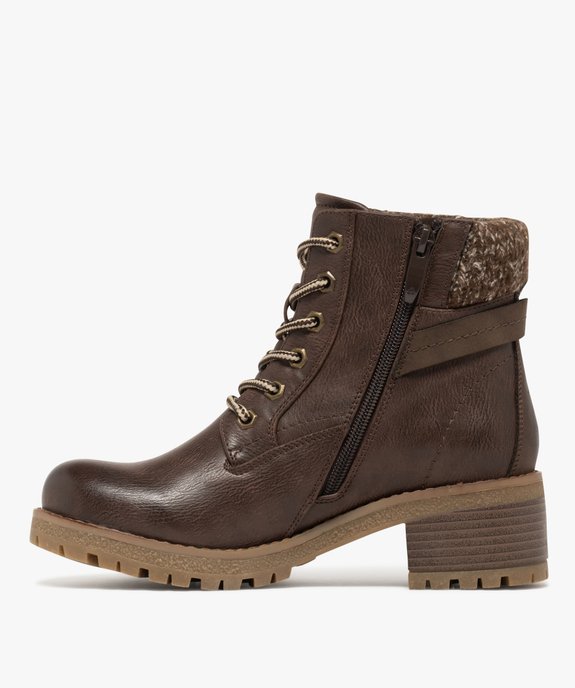 Bottines fourrées crantées à talon et haut de tige en maille tricotée femme vue4 - GEMO(URBAIN) - GEMO