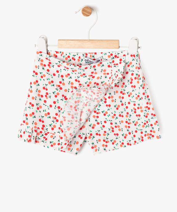 Jupe short fluide imprimé cerises bébé fille vue2 - GEMO 4G BEBE - GEMO