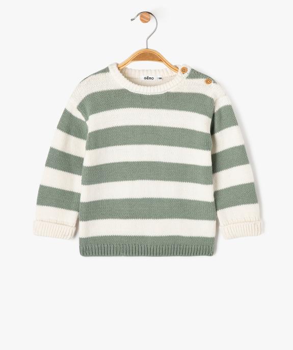 Pull en grosse maille à larges rayures bébé garçon vue1 - GEMO 4G BEBE - GEMO