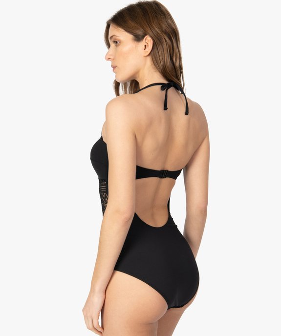 Maillot de bain femme une pièce avec devant en dentelle vue3 - GEMO (PLAGE) - GEMO