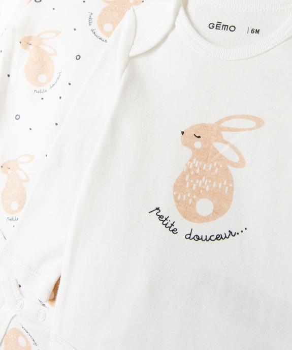 Body bébé en coton biologique à manches longues et col US (lot de 3) vue2 - GEMO 4G BEBE - GEMO